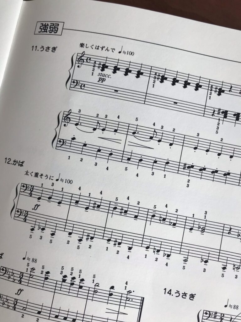 強弱のページの例曲楽譜